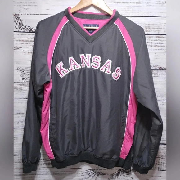 J America Kansas Windbreaker Jacket Gray Pink size Medium Collegiate Athletic - Picture 6 of 6
